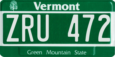 VT license plate ZRU472