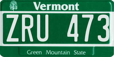 VT license plate ZRU473