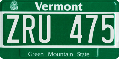 VT license plate ZRU475