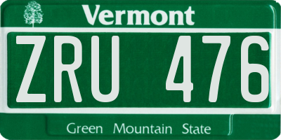 VT license plate ZRU476