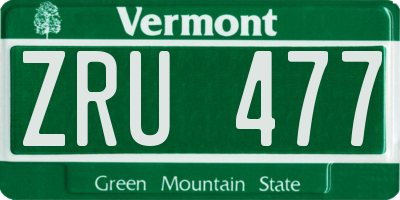 VT license plate ZRU477