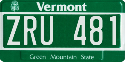 VT license plate ZRU481