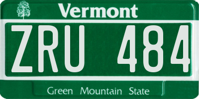 VT license plate ZRU484