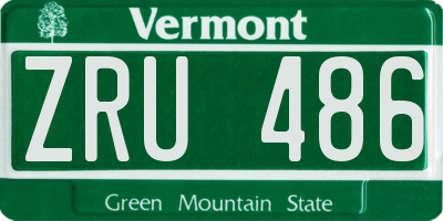 VT license plate ZRU486