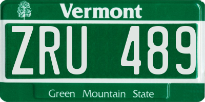 VT license plate ZRU489