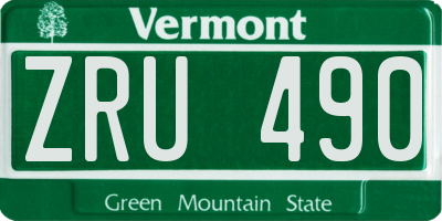 VT license plate ZRU490