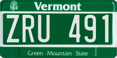 VT license plate ZRU491