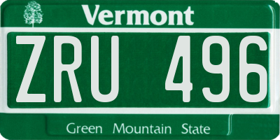 VT license plate ZRU496