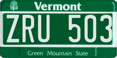 VT license plate ZRU503