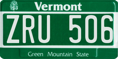 VT license plate ZRU506