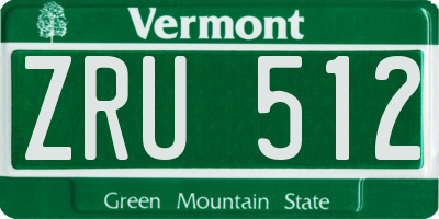 VT license plate ZRU512