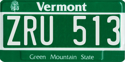 VT license plate ZRU513
