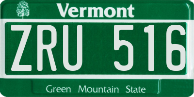 VT license plate ZRU516