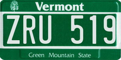VT license plate ZRU519