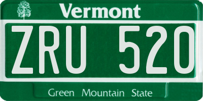 VT license plate ZRU520