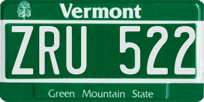 VT license plate ZRU522