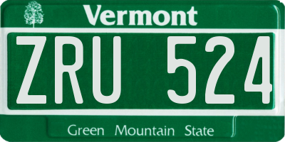 VT license plate ZRU524