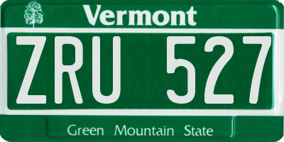 VT license plate ZRU527