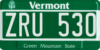 VT license plate ZRU530