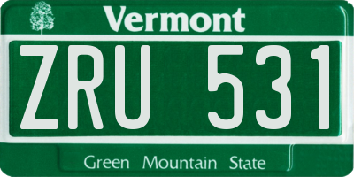 VT license plate ZRU531