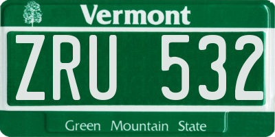 VT license plate ZRU532