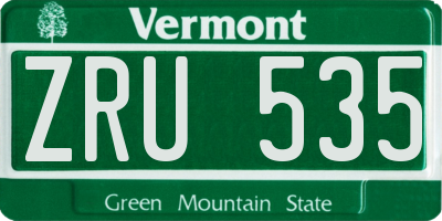 VT license plate ZRU535