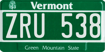 VT license plate ZRU538