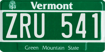 VT license plate ZRU541