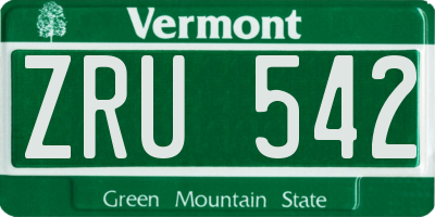 VT license plate ZRU542