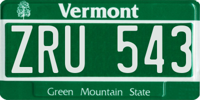 VT license plate ZRU543