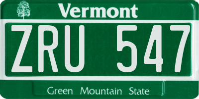 VT license plate ZRU547