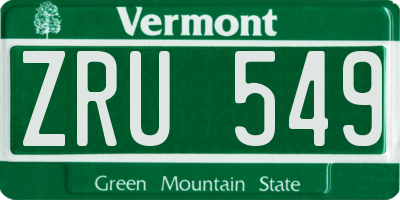 VT license plate ZRU549