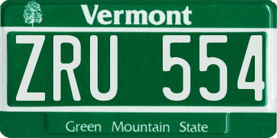 VT license plate ZRU554