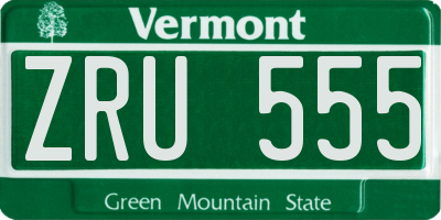 VT license plate ZRU555