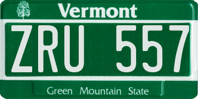 VT license plate ZRU557
