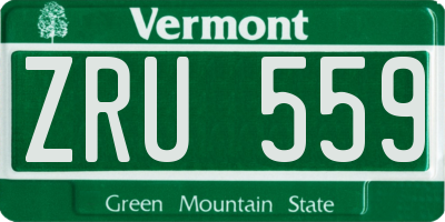 VT license plate ZRU559