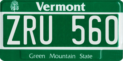 VT license plate ZRU560