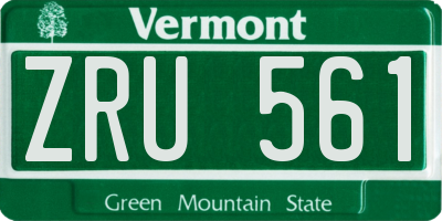 VT license plate ZRU561