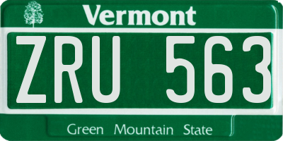 VT license plate ZRU563