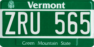VT license plate ZRU565