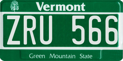 VT license plate ZRU566