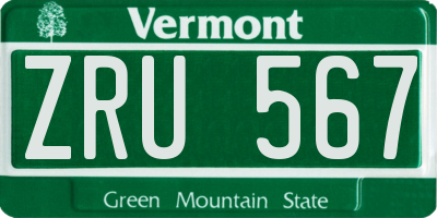 VT license plate ZRU567