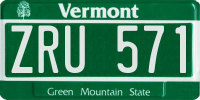 VT license plate ZRU571