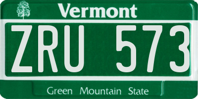VT license plate ZRU573