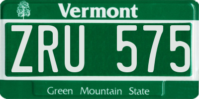 VT license plate ZRU575