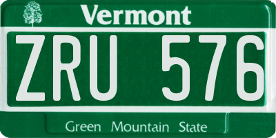 VT license plate ZRU576