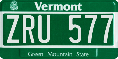 VT license plate ZRU577