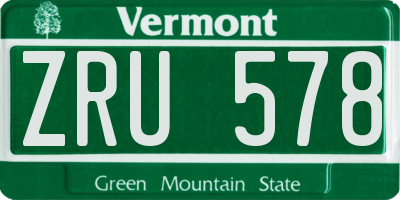 VT license plate ZRU578