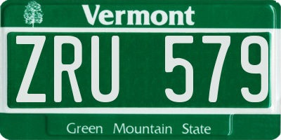 VT license plate ZRU579