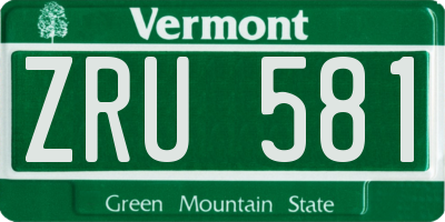 VT license plate ZRU581